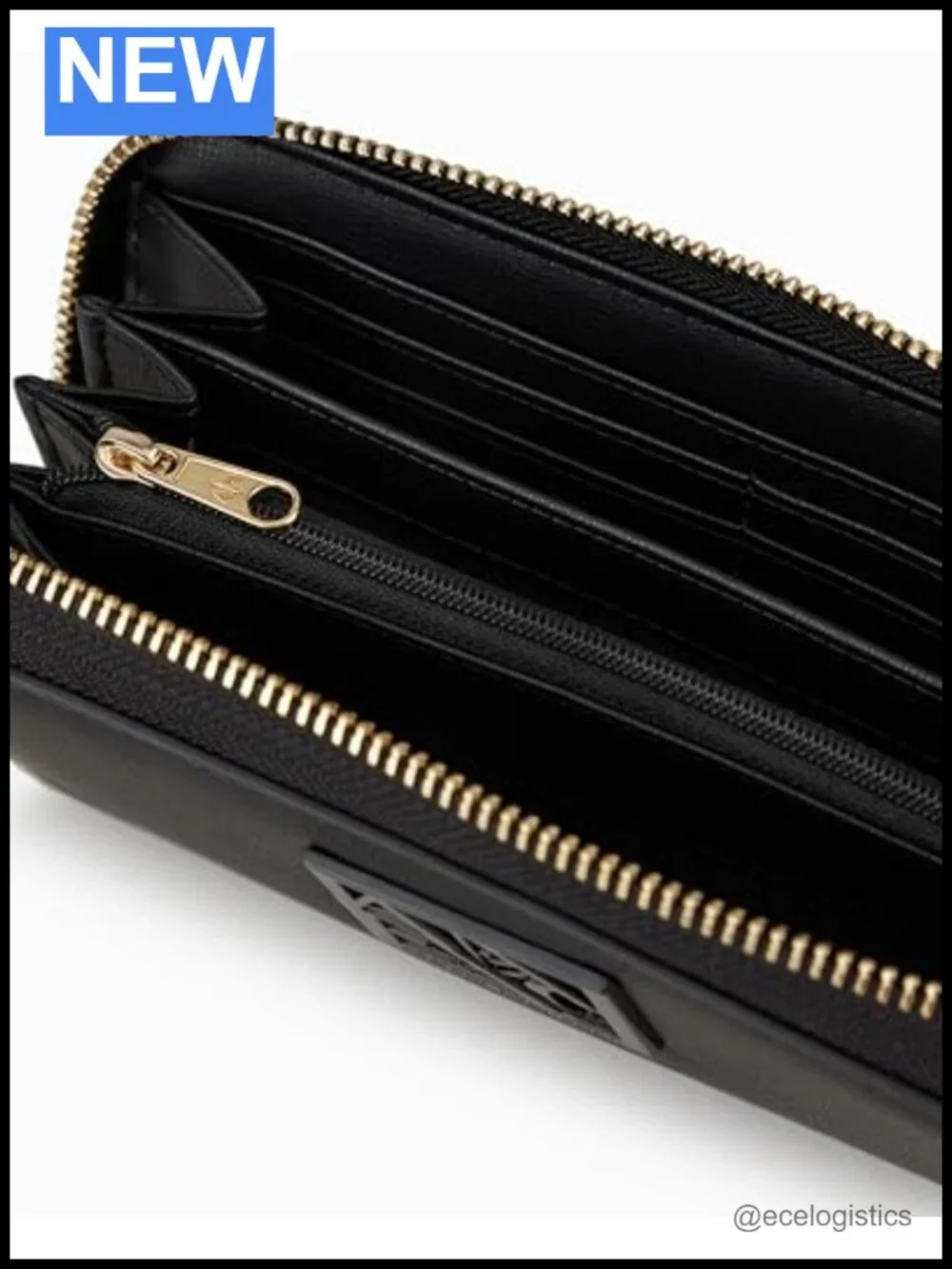 Armani Exchange Logo Zip Around Wallet Wristlet - Polyester, Credit Card Slots,